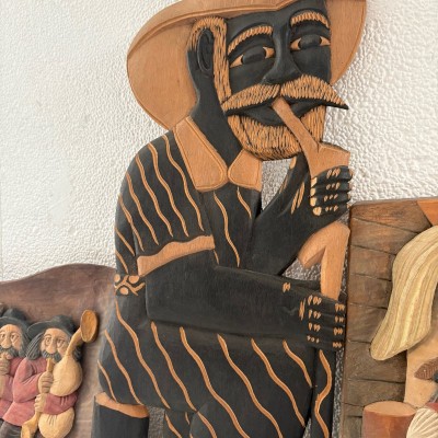 Conjunto de 3 quadros em madeira 