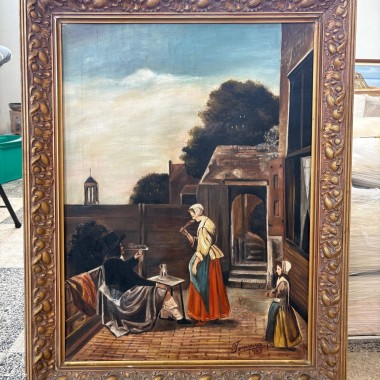 Quadro a óleo, pintura holandesa assinado por Tomásia, 1955