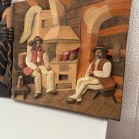 Conjunto de 3 quadros em madeira 