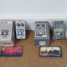 Conjunto de pedais de efeitos, condensadores e potenciómetros 